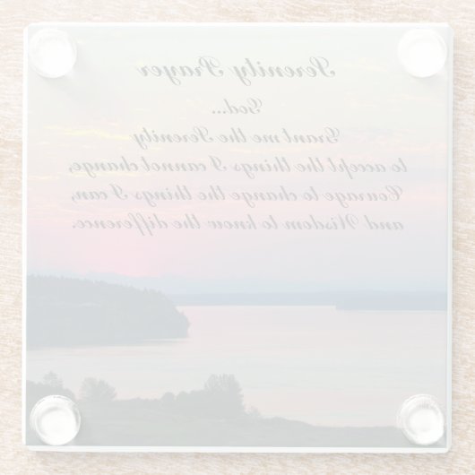 Serenity Prayer Pink Seascape Sunset Glazen Onderzetter (Achterkant)