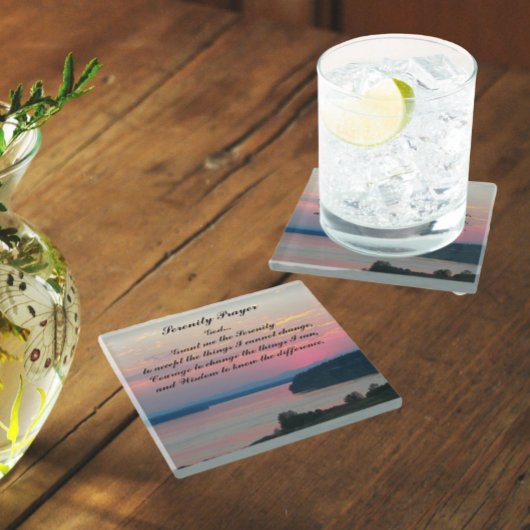 Serenity Prayer Pink Seascape Sunset Glazen Onderzetter