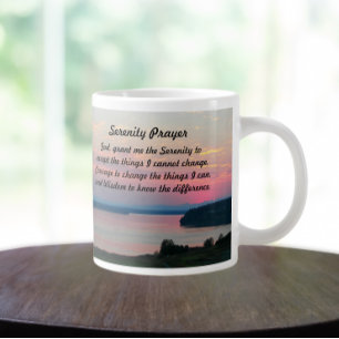 Serenity Prayer Pink Seascape Sunset Grote Koffiekop
