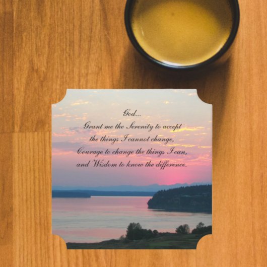Serenity Prayer Pink Seascape Sunset Kartonnen Onderzetters