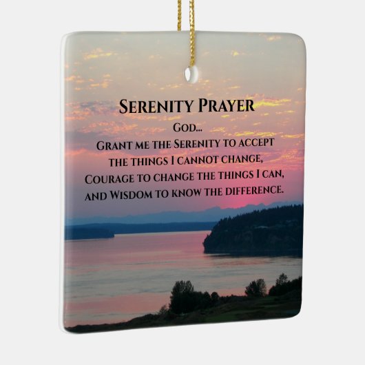 Serenity Prayer Pink Seascape Sunset Keramisch Ornament (Rechts)