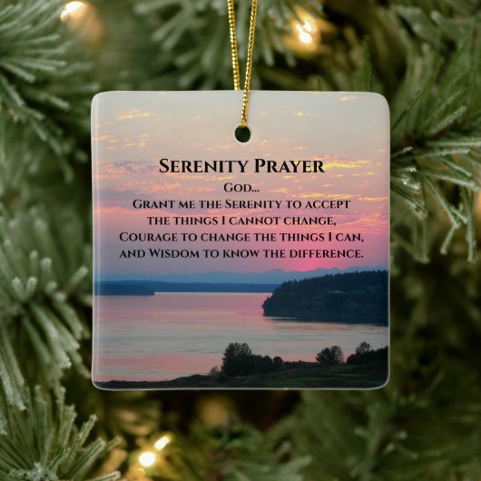 Serenity Prayer Pink Seascape Sunset Keramisch Ornament (Boom)