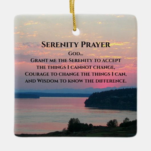 Serenity Prayer Pink Seascape Sunset Keramisch Ornament (Voorkant)