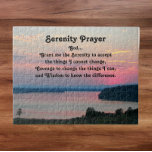 Serenity Prayer Pink Seascape Sunset Legpuzzel<br><div class="desc">De puzzel van de puzzel die het schilderachtig foto-afbeelding van een kleurrijke,  roze,  seizoensvolle zonsondergang en de inspirerend woorden van de Serenity Prayer bevat. Fun voor de hele familie! Een perfecte afmeting voor montage en framing.</div>