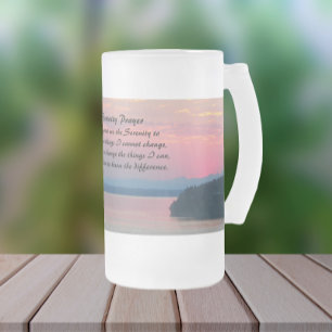 Serenity Prayer Pink Seascape Sunset Matglas Bierpul