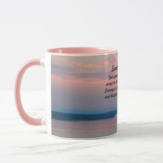 Serenity Prayer Pink Seascape Sunset Mok (Links)
