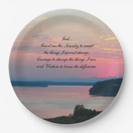 Serenity Prayer Pink Seascape Sunset Papieren Bordje