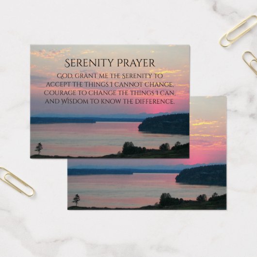 Serenity Prayer Pink Seascape Sunset Profile Card Visitekaartje (Kantoor)