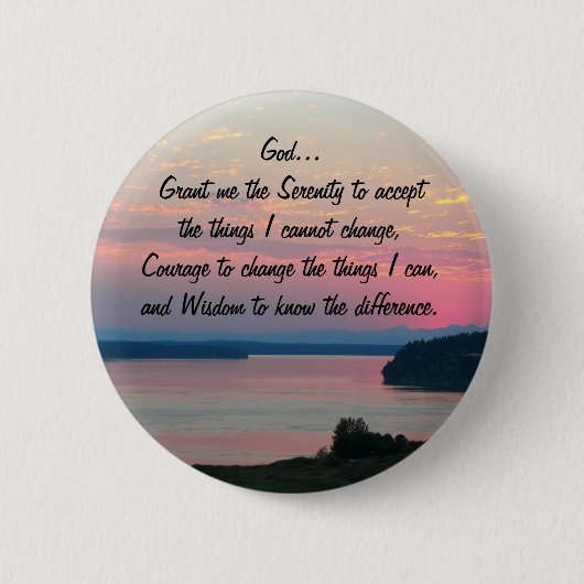 Serenity Prayer Pink Seascape Sunset Ronde Button 5,7 Cm (Voorkant)