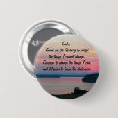 Serenity Prayer Pink Seascape Sunset Ronde Button 5,7 Cm (Voorkant /achterkant)