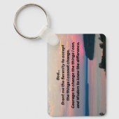 Serenity Prayer Pink Seascape Sunset Sleutelhanger (Voorkant)