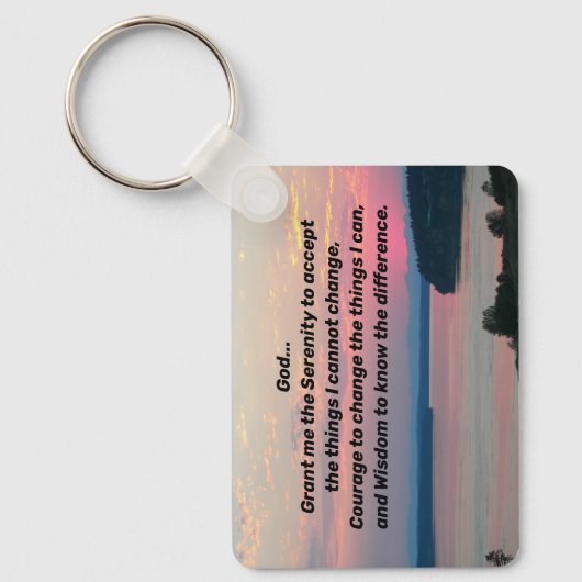 Serenity Prayer Pink Seascape Sunset Sleutelhanger (Voorkant)