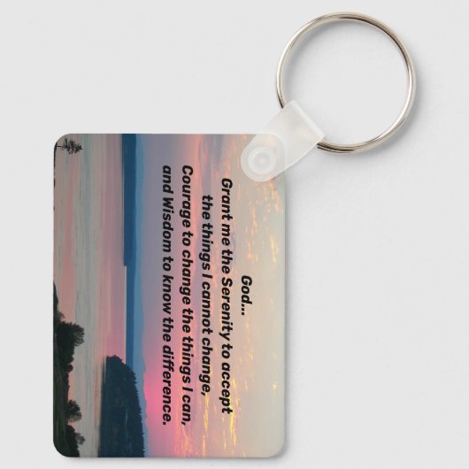 Serenity Prayer Pink Seascape Sunset Sleutelhanger (Achterkant)