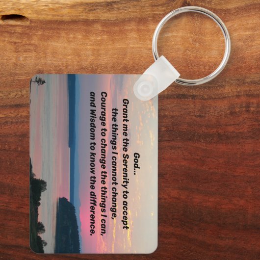 Serenity Prayer Pink Seascape Sunset Sleutelhanger (Achterkant)