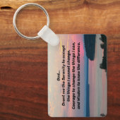 Serenity Prayer Pink Seascape Sunset Sleutelhanger (Voorkant)