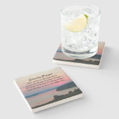 Serenity Prayer Pink Seascape Sunset Stenen Onderzetter (Zijkant)