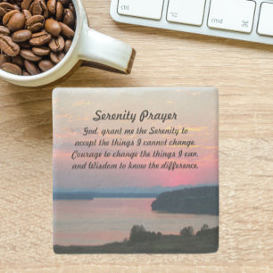 Serenity Prayer Pink Seascape Sunset Stenen Onderzetter