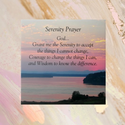 Serenity Prayer Pink Seascape Sunset Tegeltje