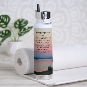 Serenity Prayer Pink Seascape Sunset Waterfles
