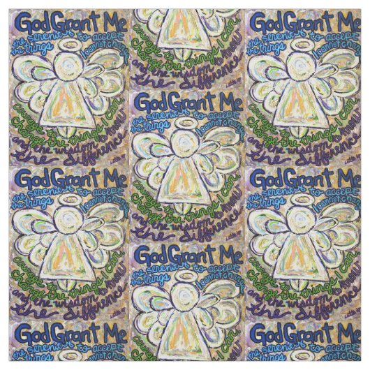Serenity Prayer Poem Angel Art Fabric Material Stof (Swatch)