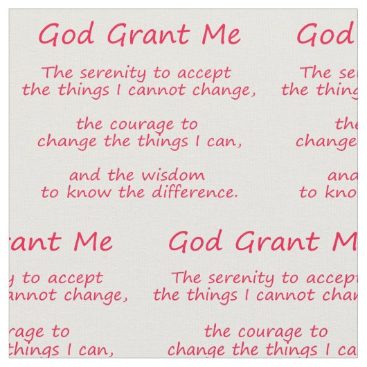Serenity Prayer Poem Red Fabric Panel Matrix Stof (Close Up)