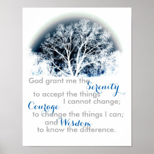 Serenity Prayer poster blue en white natuur art