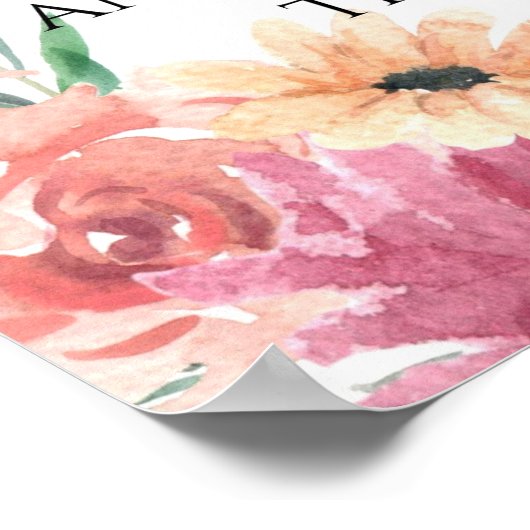 Serenity Prayer Print met Waterverf Flowers (Hoek)