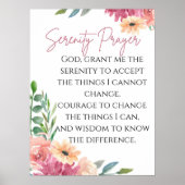Serenity Prayer Print met Waterverf Flowers (Voorkant)