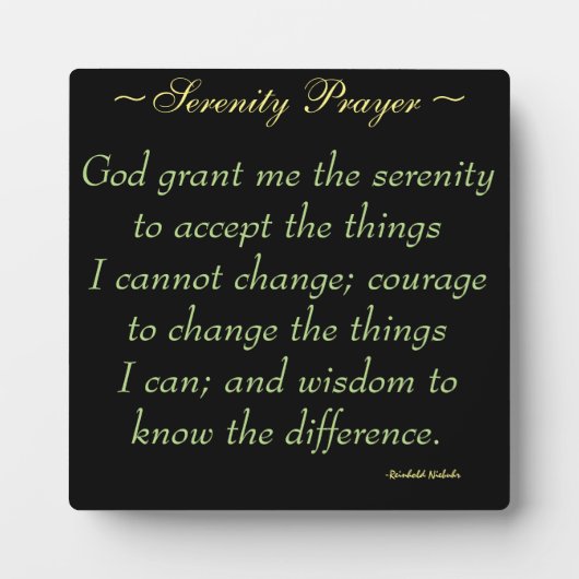 Serenity Prayer Quote Plaque Fotoplaat (Voorkant)