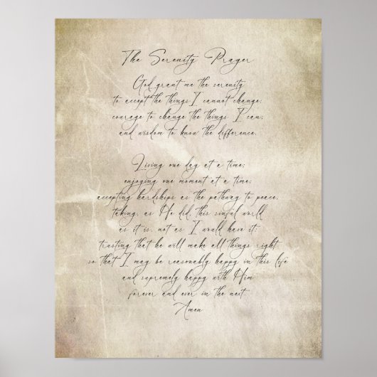 Serenity Prayer Quote Vintage Style Distressed  Poster (Voorkant)