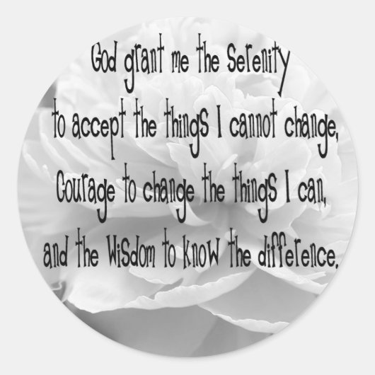 Serenity Prayer Ronde Sticker (Voorkant)
