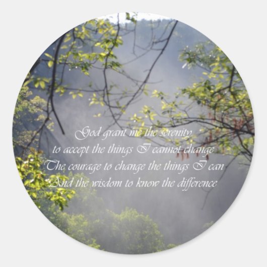 Serenity Prayer Ronde Sticker (Voorkant)