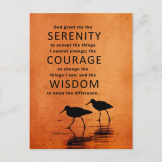 Serenity Prayer (Seagulls, Beach, God Grant me) Briefkaart