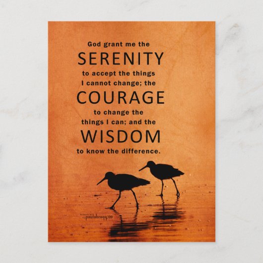 Serenity Prayer (Seagulls, Beach, God Grant me) Briefkaart (Voorkant)