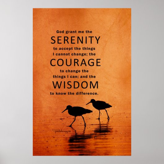 Serenity Prayer (Seagulls, Beach, God Grant me) Poster (Voorkant)