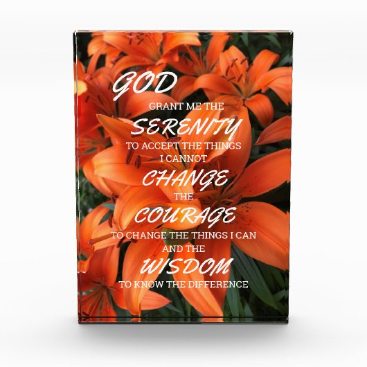 Serenity Prayer Sinaasappel Lily Floral Foto (Voorkant)