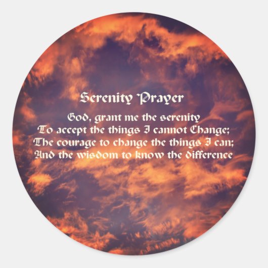 Serenity Prayer Sky Clouds Inspirerend Ronde Sticker (Voorkant)