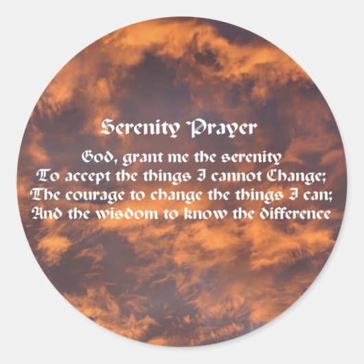 Serenity Prayer Sky Clouds Inspirerend Ronde Sticker (Voorkant)