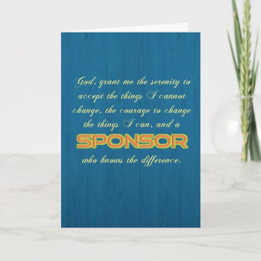 'Serenity Prayer / Sponsor' Funny Sobriety Kaart (Voorkant)