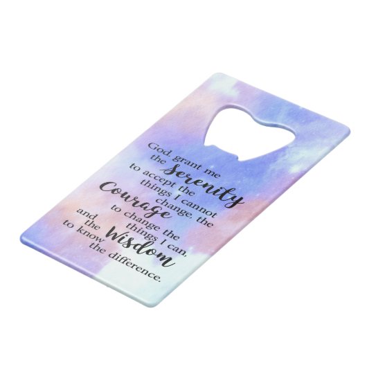 Serenity Prayer Stainless Steel Bottle Opener Creditkaart Flessenopener (Voorkant Gekanteld)