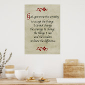 Serenity Prayer/ stijl Poster (Keuken)