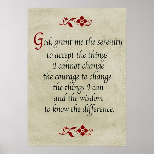 Serenity Prayer/ stijl Poster (Voorkant)