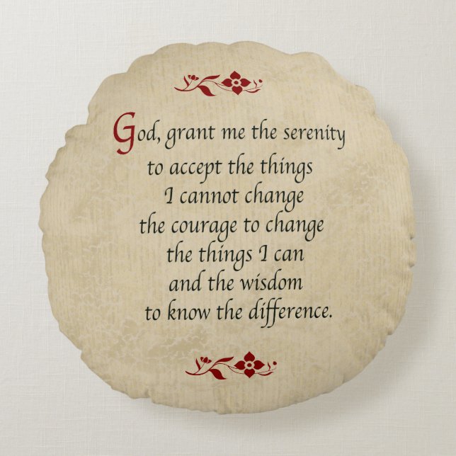 Serenity Prayer/ stijl Rond Kussen (Voorkant)