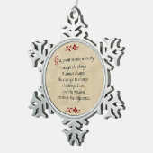 Serenity Prayer/ stijl Tin Sneeuwvlok Ornament (Rechts)