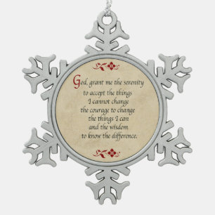 Serenity Prayer/ stijl Tin Sneeuwvlok Ornament