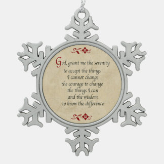 Serenity Prayer/ stijl Tin Sneeuwvlok Ornament