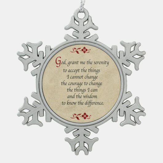 Serenity Prayer/ stijl Tin Sneeuwvlok Ornament (Voorkant)