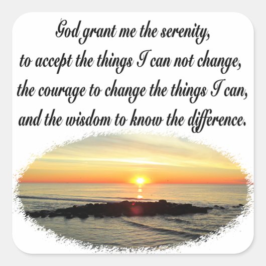 SERENITY PRAYER SUNRISE FOTODESIGN VIERKANTE STICKER (Voorkant)