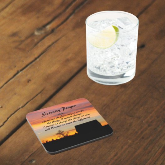 Serenity Prayer Sunset Silhouette Landschap Bier Onderzetter