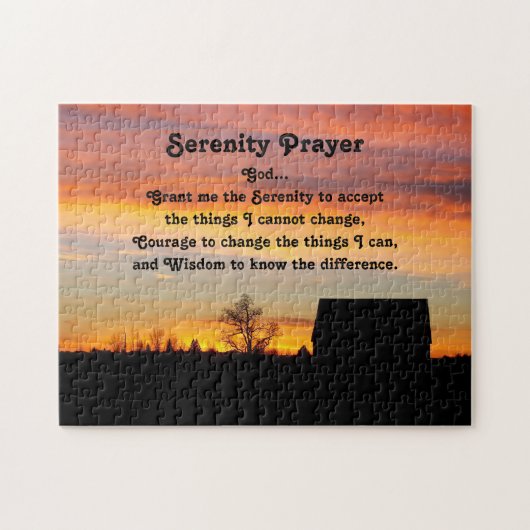 Serenity Prayer Sunset Silhouette Landschap Legpuzzel (Horizontaal)